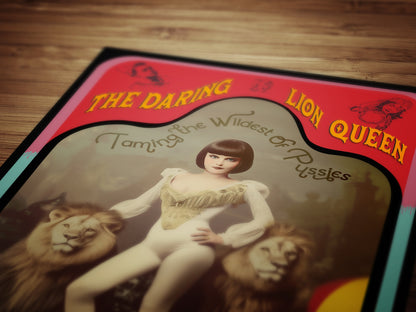 The Lion Tamer, Victorian Circus Wall Art, Circus Sideshow Cabinet Card, Freakshow, Oddities, Sideshow Print, Carnival Poster, Dark Academia
