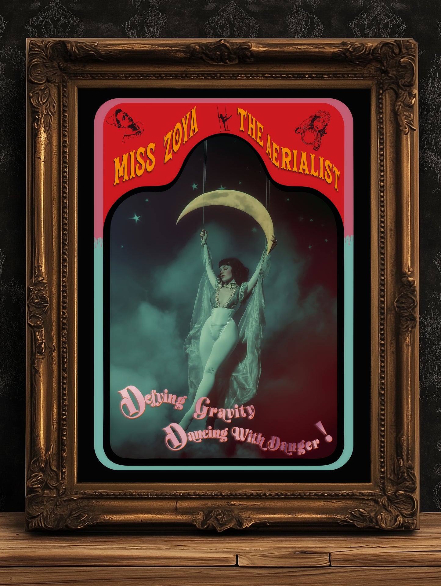 Trapeze Aerialist Vintage Circus Wall Art, Circus Retro Cabinet Card, Freakshow, Sideshow Print, Oddities & Curiosities, Retro Holiday Gift