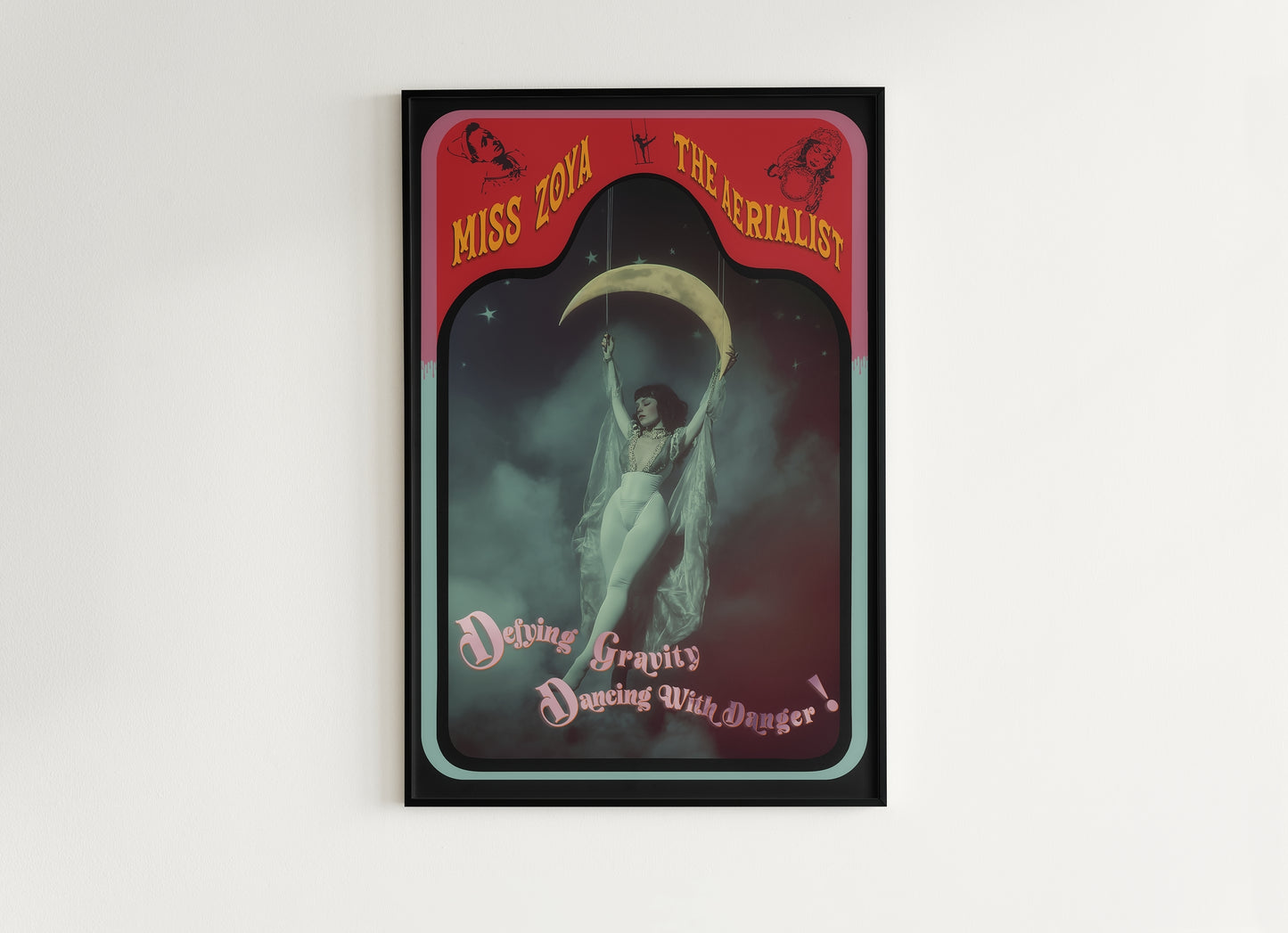 Trapeze Aerialist Vintage Circus Wall Art, Circus Retro Cabinet Card, Freakshow, Sideshow Print, Oddities & Curiosities, Retro Holiday Gift