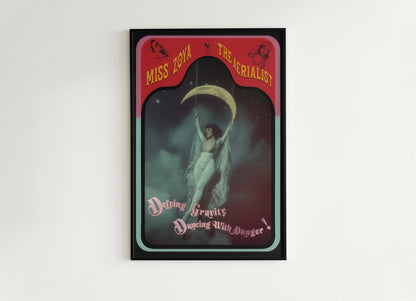 Trapeze Aerialist Vintage Circus Wall Art, Circus Retro Cabinet Card, Freakshow, Sideshow Print, Oddities & Curiosities, Retro Holiday Gift