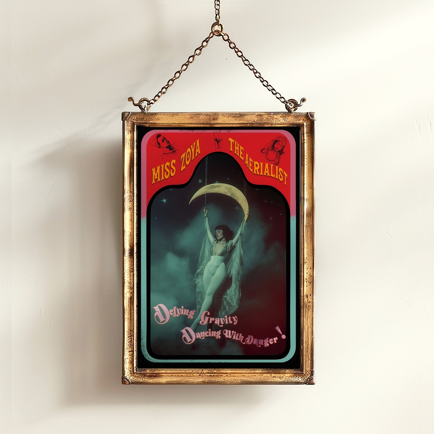 Trapeze Aerialist Vintage Circus Wall Art, Circus Retro Cabinet Card, Freakshow, Sideshow Print, Oddities & Curiosities, Retro Holiday Gift