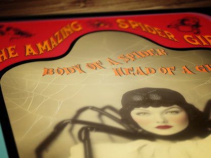 The Amazing Spidora, Spider Girl, Vintage Circus Wall Art, Retro Cabinet Card, Freakshow, Sideshow Print, Oddities & Curiosities Poster