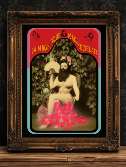 Madame Delait, The Bearded Lady, Vintage Circus Wall Art, Retro Cabinet Card, Freakshow, Sideshow Print, Oddities & Curiosities Poster