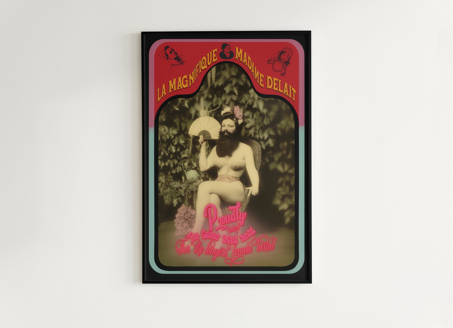 Madame Delait, The Bearded Lady, Vintage Circus Wall Art, Retro Cabinet Card, Freakshow, Sideshow Print, Oddities & Curiosities Poster