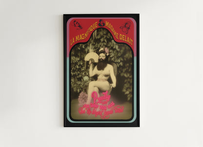 Madame Delait, The Bearded Lady, Vintage Circus Wall Art, Retro Cabinet Card, Freakshow, Sideshow Print, Oddities & Curiosities Poster