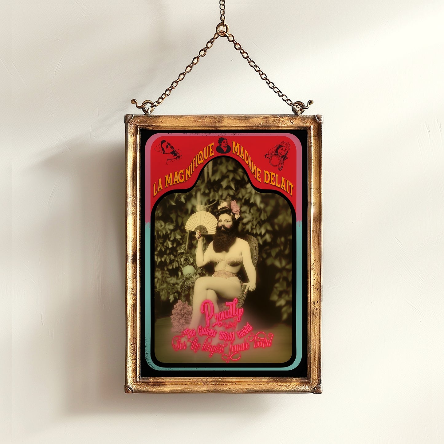 Madame Delait, The Bearded Lady, Vintage Circus Wall Art, Retro Cabinet Card, Freakshow, Sideshow Print, Oddities & Curiosities Poster