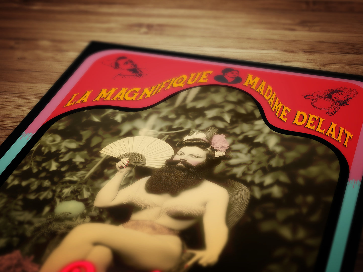 Madame Delait, The Bearded Lady, Vintage Circus Wall Art, Retro Cabinet Card, Freakshow, Sideshow Print, Oddities & Curiosities Poster