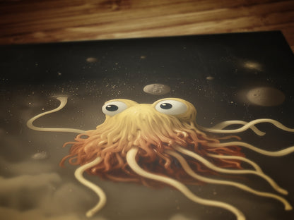 The Flying Spaghetti Monster, Cabinet Card, Vintage Victorian Gothic photograph, Space Art, Moody Dark Academia Decor