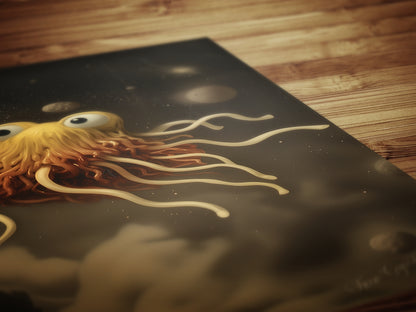 The Flying Spaghetti Monster, Cabinet Card, Vintage Victorian Gothic photograph, Space Art, Moody Dark Academia Decor