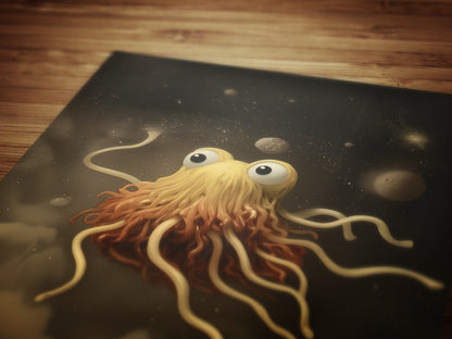 The Flying Spaghetti Monster, Cabinet Card, Vintage Victorian Gothic photograph, Space Art, Moody Dark Academia Decor