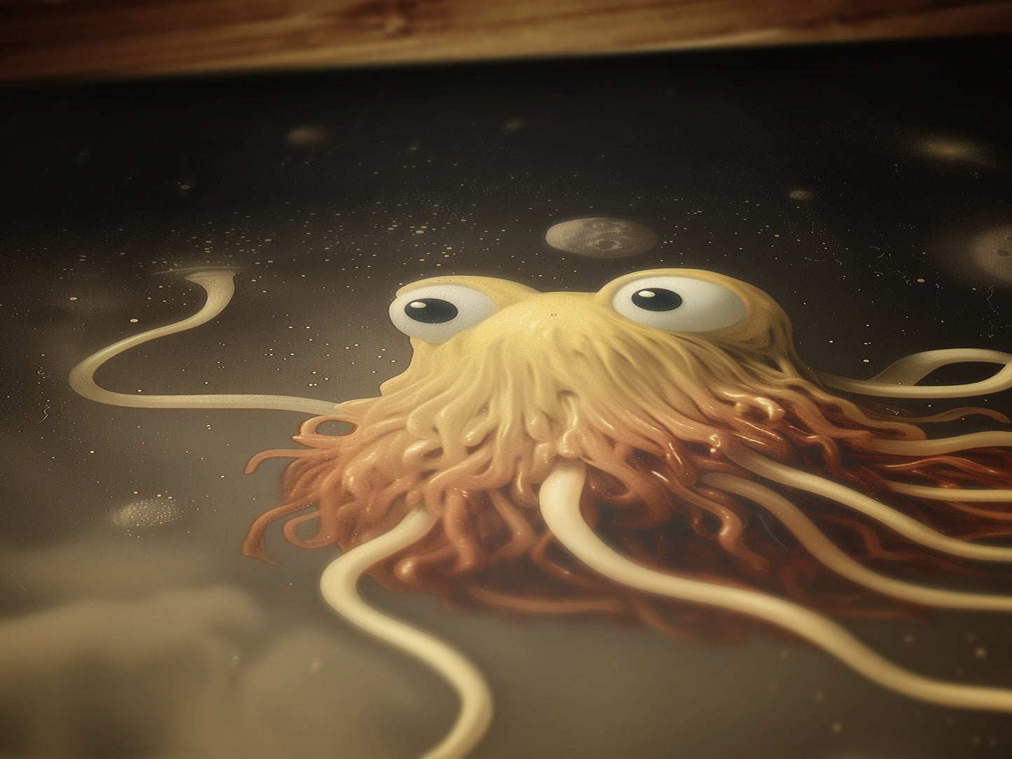 The Flying Spaghetti Monster, Cabinet Card, Vintage Victorian Gothic photograph, Space Art, Moody Dark Academia Decor