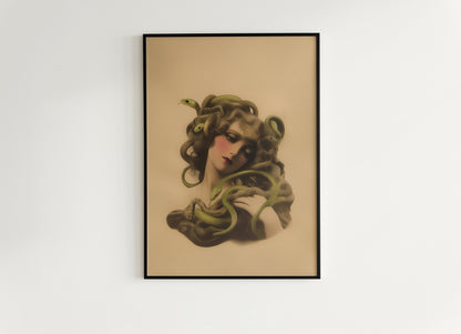 Medusa Art Print, Gothic Wall Art Decor, Goth Sepia Dark Academia, Greek Mythology Poster, Whimsigoth Cottagecore Wall Hanging