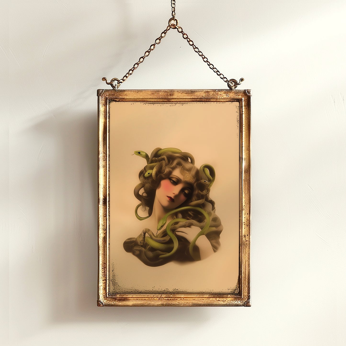 Medusa Art Print, Gothic Wall Art Decor, Goth Sepia Dark Academia, Greek Mythology Poster, Whimsigoth Cottagecore Wall Hanging