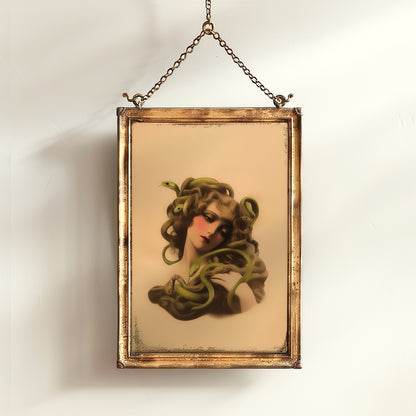 Medusa Art Print, Gothic Wall Art Decor, Goth Sepia Dark Academia, Greek Mythology Poster, Whimsigoth Cottagecore Wall Hanging