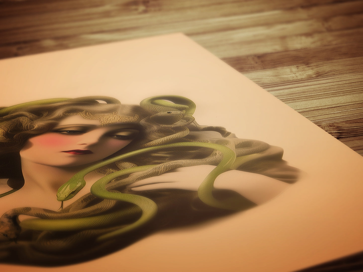 Medusa Art Print, Gothic Wall Art Decor, Goth Sepia Dark Academia, Greek Mythology Poster, Whimsigoth Cottagecore Wall Hanging