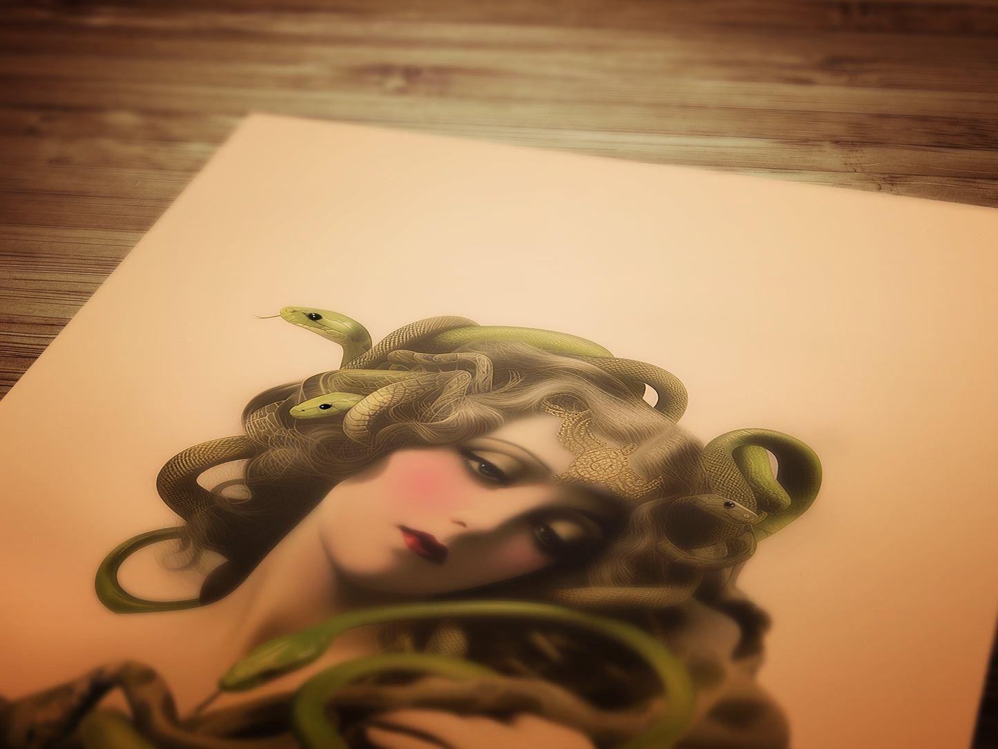 Medusa Art Print, Gothic Wall Art Decor, Goth Sepia Dark Academia, Greek Mythology Poster, Whimsigoth Cottagecore Wall Hanging