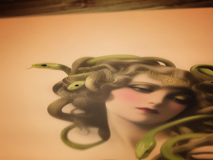 Medusa Art Print, Gothic Wall Art Decor, Goth Sepia Dark Academia, Greek Mythology Poster, Whimsigoth Cottagecore Wall Hanging