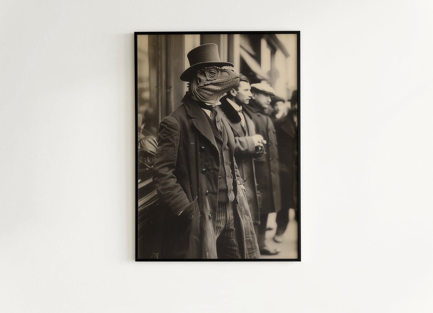 Gentleman Dinosaur In a Suit, Vintage photography, Bizarre Art Print Poster, Dark Academia, Gothic Occult Poster, Gothic Home Decor