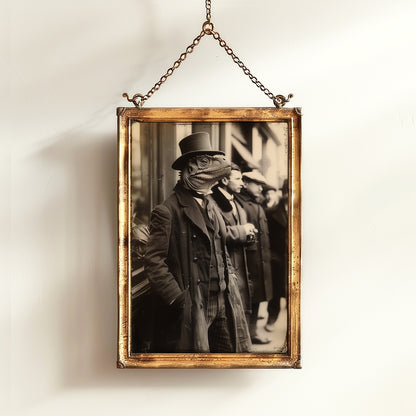 Gentleman Dinosaur In a Suit, Vintage photography, Bizarre Art Print Poster, Dark Academia, Gothic Occult Poster, Gothic Home Decor