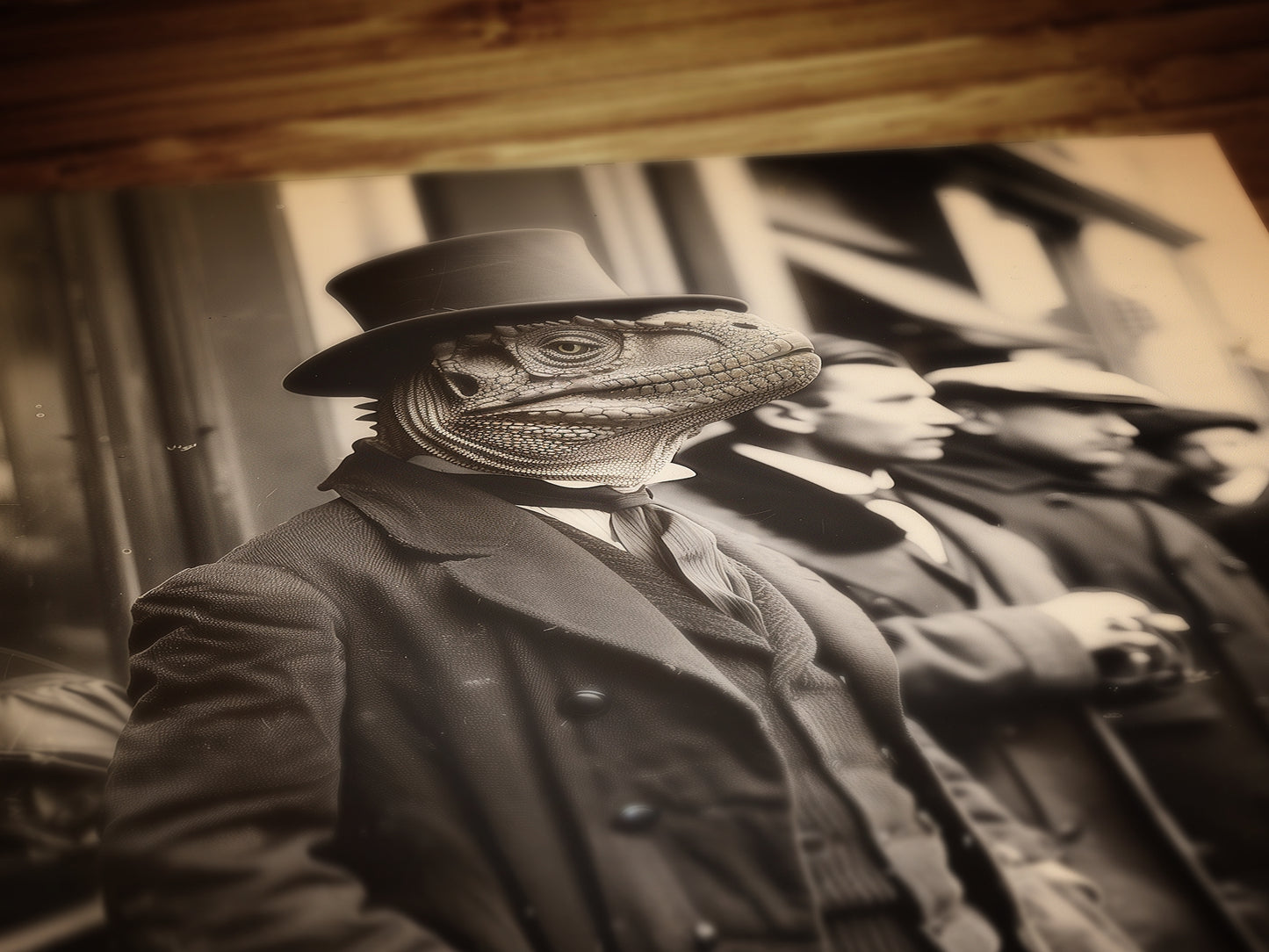 Gentleman Dinosaur In a Suit, Vintage photography, Bizarre Art Print Poster, Dark Academia, Gothic Occult Poster, Gothic Home Decor