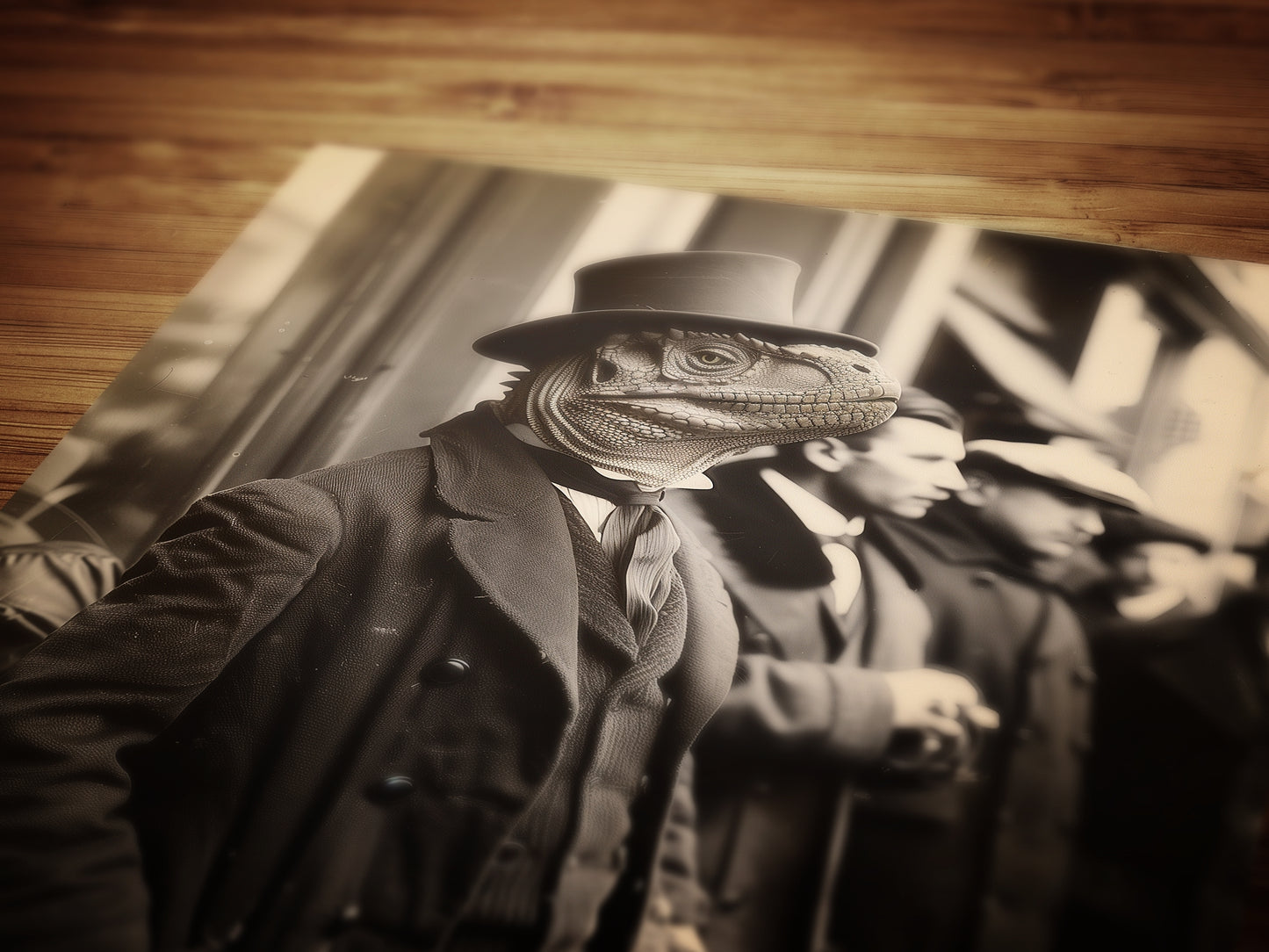 Gentleman Dinosaur In a Suit, Vintage photography, Bizarre Art Print Poster, Dark Academia, Gothic Occult Poster, Gothic Home Decor