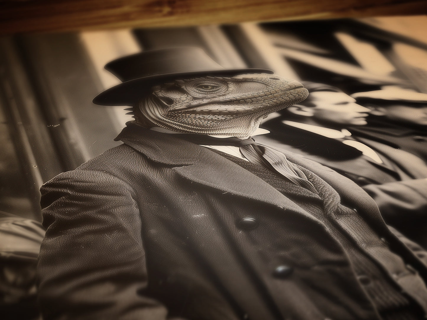 Gentleman Dinosaur In a Suit, Vintage photography, Bizarre Art Print Poster, Dark Academia, Gothic Occult Poster, Gothic Home Decor