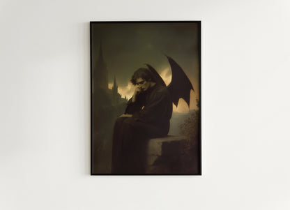 The Fallen Angel, Gothic Moody Vintage Poster, Art Poster Print, Dark Academia, Gothic Home Decor, Victorian Art, Witchy Decor