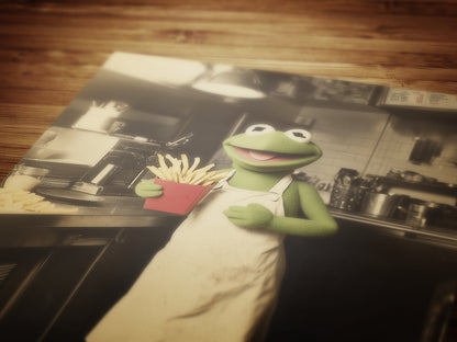 Kermit Serving Fries Not Lies, Funny Vintage Poster Postcard, Art Poster Print, Quirky Home Decor, Victorian Art, Trump Makes Fries