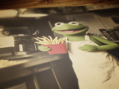 Kermit Serving Fries Not Lies, Funny Vintage Poster Postcard, Art Poster Print, Quirky Home Decor, Victorian Art, Trump Makes Fries