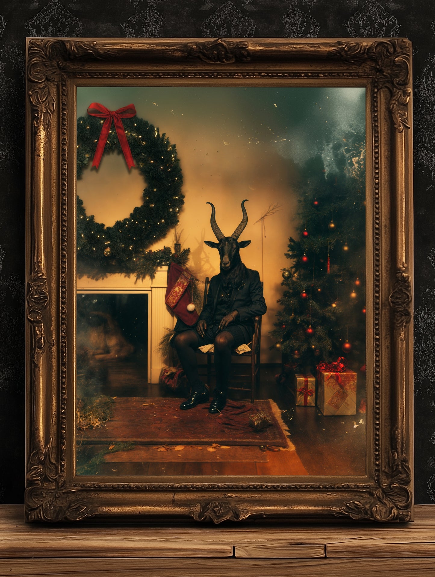 Vintage Dark Christmas Poster Black Phillip Wall Art Decor