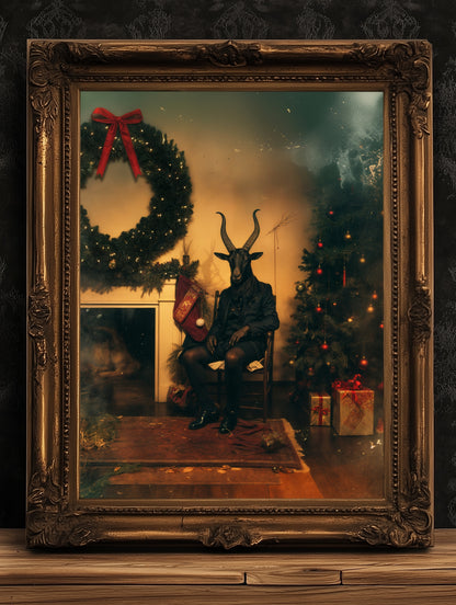 Vintage Dark Christmas Poster Black Phillip Wall Art Decor