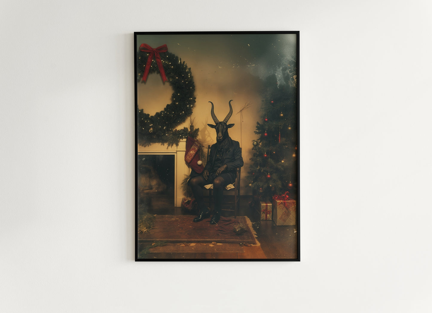 Vintage Dark Christmas Poster Black Phillip Wall Art Decor