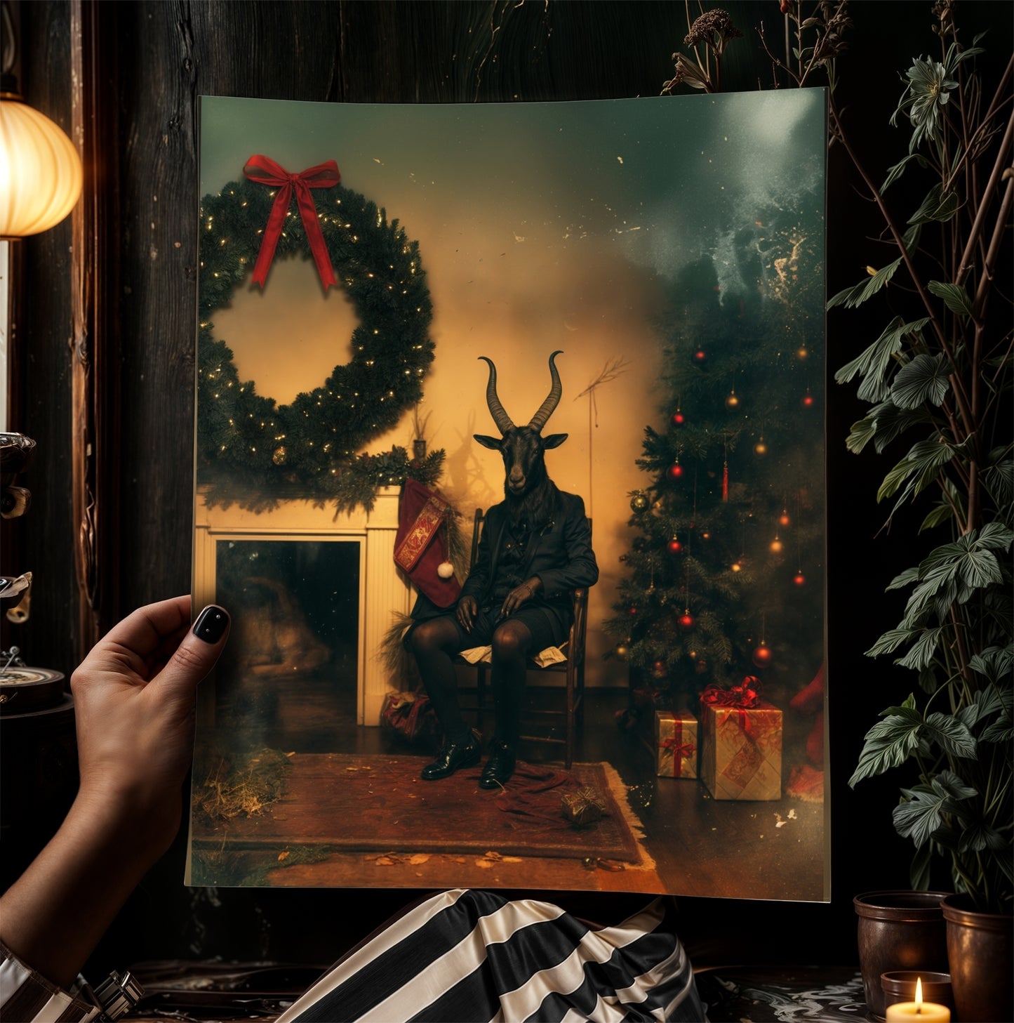 Vintage Dark Christmas Poster Black Phillip Wall Art Decor