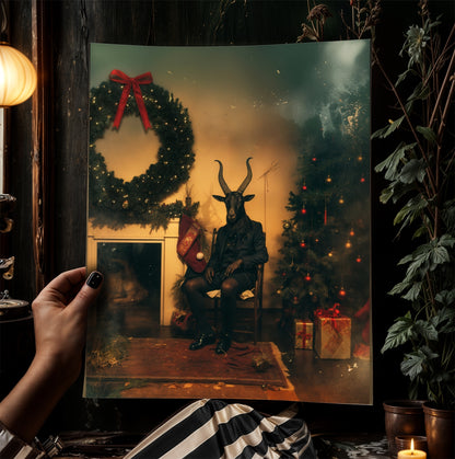 Vintage Dark Christmas Poster Black Phillip Wall Art Decor
