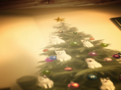 Retro Christmas Cat Tree Wall Art
