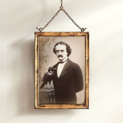 Gothic Raven Gothic Portrait Poster, Vintage Edgar Allan Poe Wall art Print, Dark Aesthetic Decor for Horror Lovers
