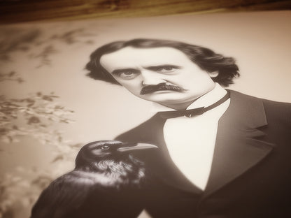 Gothic Raven Gothic Portrait Poster, Vintage Edgar Allan Poe Wall art Print, Dark Aesthetic Decor for Horror Lovers