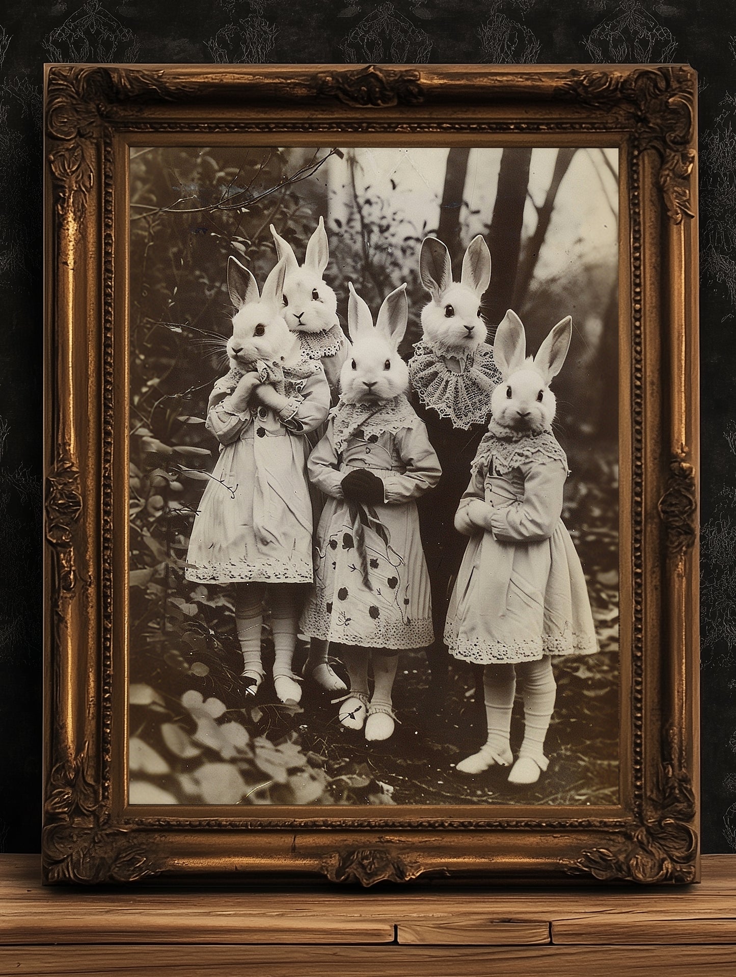 Rabbit Cult in the Forest, Creepy Vintage photography, Art Poster Print, Dark Academia, Dark Witchcraft Occult Poster, Gothic Home Decor
