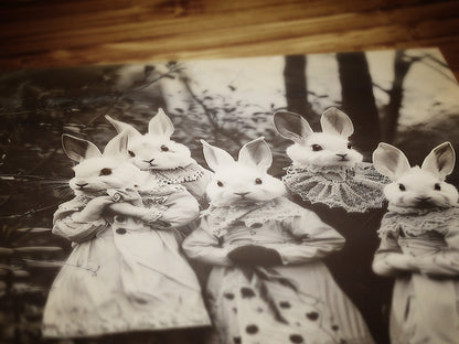Rabbit Cult in the Forest, Creepy Vintage photography, Art Poster Print, Dark Academia, Dark Witchcraft Occult Poster, Gothic Home Decor