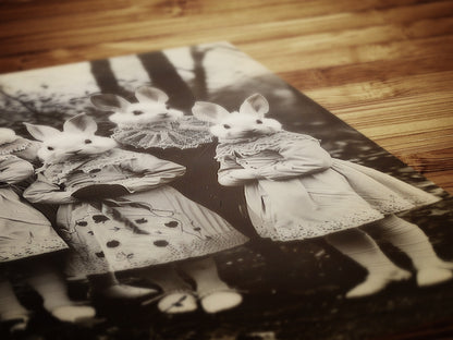 Rabbit Cult in the Forest, Creepy Vintage photography, Art Poster Print, Dark Academia, Dark Witchcraft Occult Poster, Gothic Home Decor