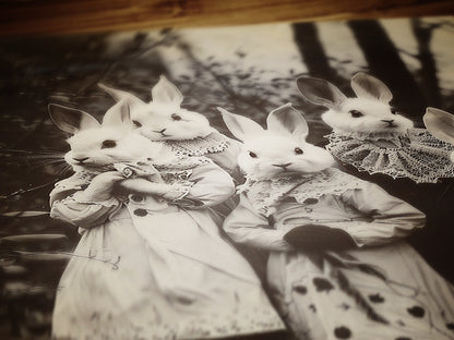 Rabbit Cult in the Forest, Creepy Vintage photography, Art Poster Print, Dark Academia, Dark Witchcraft Occult Poster, Gothic Home Decor