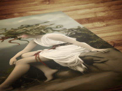 Medusa Art Print, Moody Cabinet Card Postcard, Vintage Gothic Wall Art, Dark Academia Aesthetic, Greek Mythology, Snake Haired Portrait