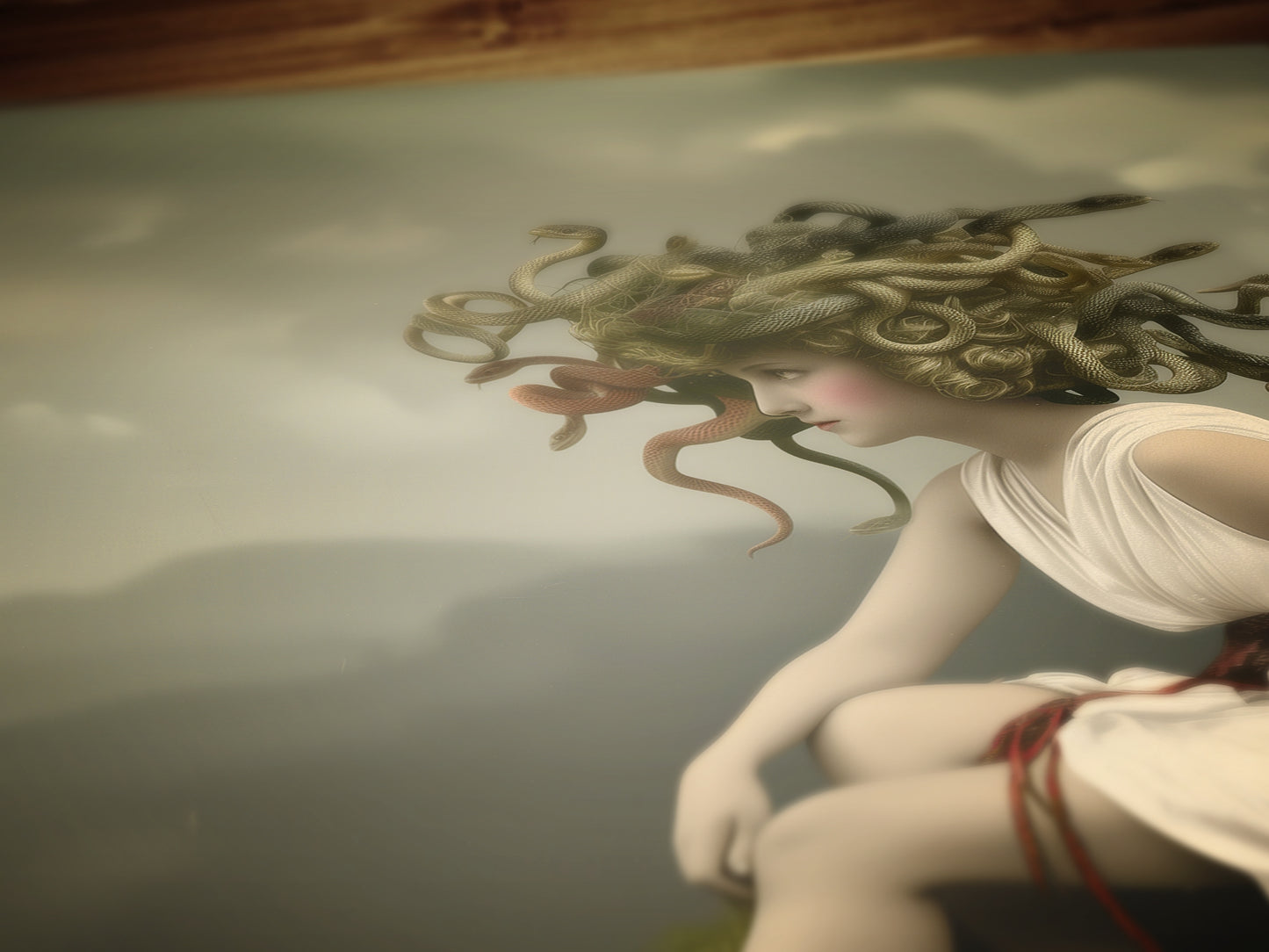 Medusa Art Print, Moody Cabinet Card Postcard, Vintage Gothic Wall Art, Dark Academia Aesthetic, Greek Mythology, Snake Haired Portrait