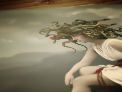 Medusa Art Print, Moody Cabinet Card Postcard, Vintage Gothic Wall Art, Dark Academia Aesthetic, Greek Mythology, Snake Haired Portrait