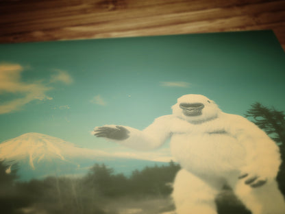 Vintage Yeti Wall Art Retro Snowy Bigfoot Landscape Print