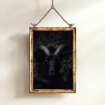 Vintage Dark Christmas Poster - Black Phillip, Krampus Wall Art Decor, Gothic Holiday Artwork, Dark Goth Festive Gift for Horror Fans