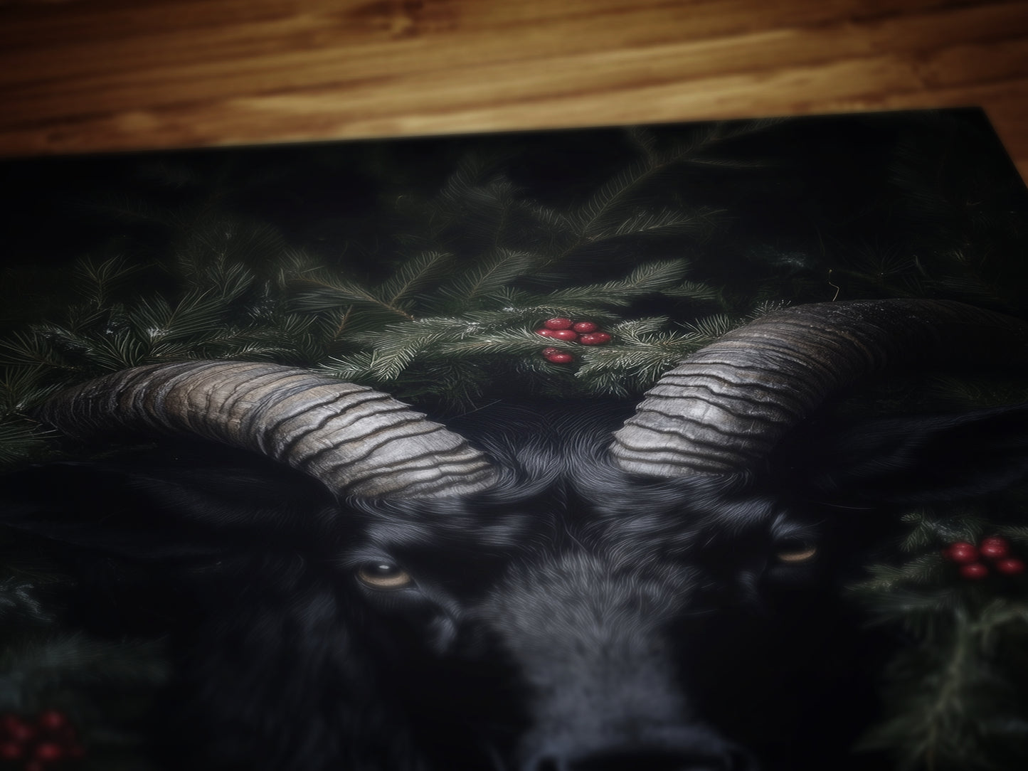 Vintage Dark Christmas Poster - Black Phillip, Krampus Wall Art Decor, Gothic Holiday Artwork, Dark Goth Festive Gift for Horror Fans