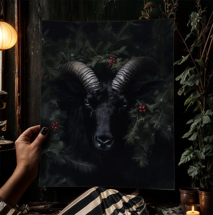 Vintage Dark Christmas Poster - Black Phillip, Krampus Wall Art Decor, Gothic Holiday Artwork, Dark Goth Festive Gift for Horror Fans