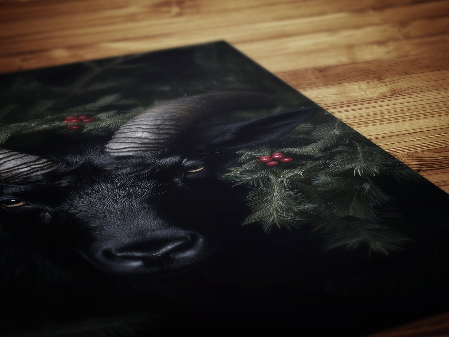 Vintage Dark Christmas Poster - Black Phillip, Krampus Wall Art Decor, Gothic Holiday Artwork, Dark Goth Festive Gift for Horror Fans