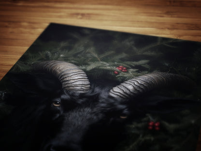 Vintage Dark Christmas Poster - Black Phillip, Krampus Wall Art Decor, Gothic Holiday Artwork, Dark Goth Festive Gift for Horror Fans